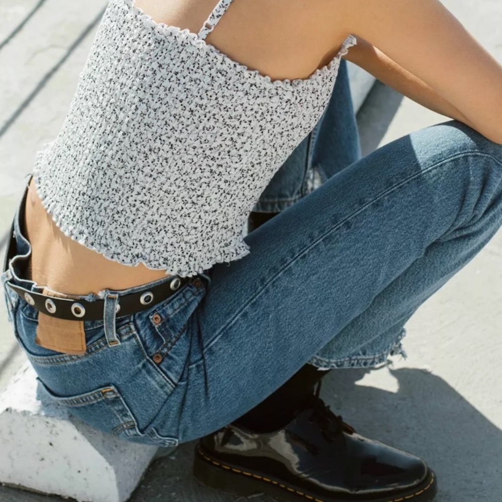 Brandy melville black white floral smock tank top - Picture 3 of 6